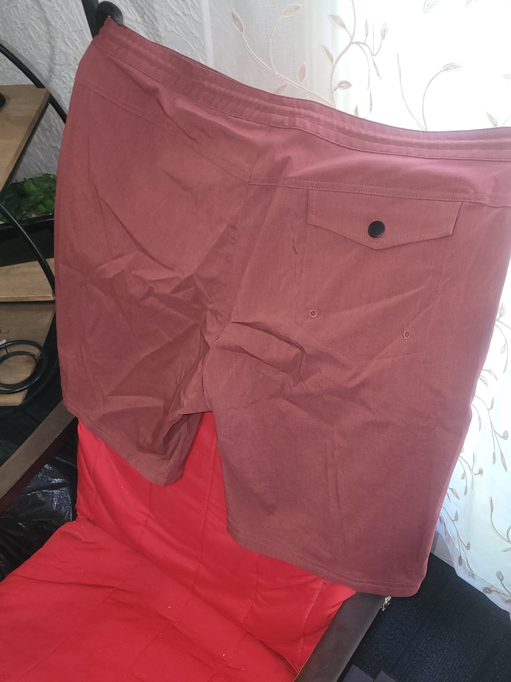 Men's Rust Red Drawstring Swim/Board Shorts - Picture 8 of 15